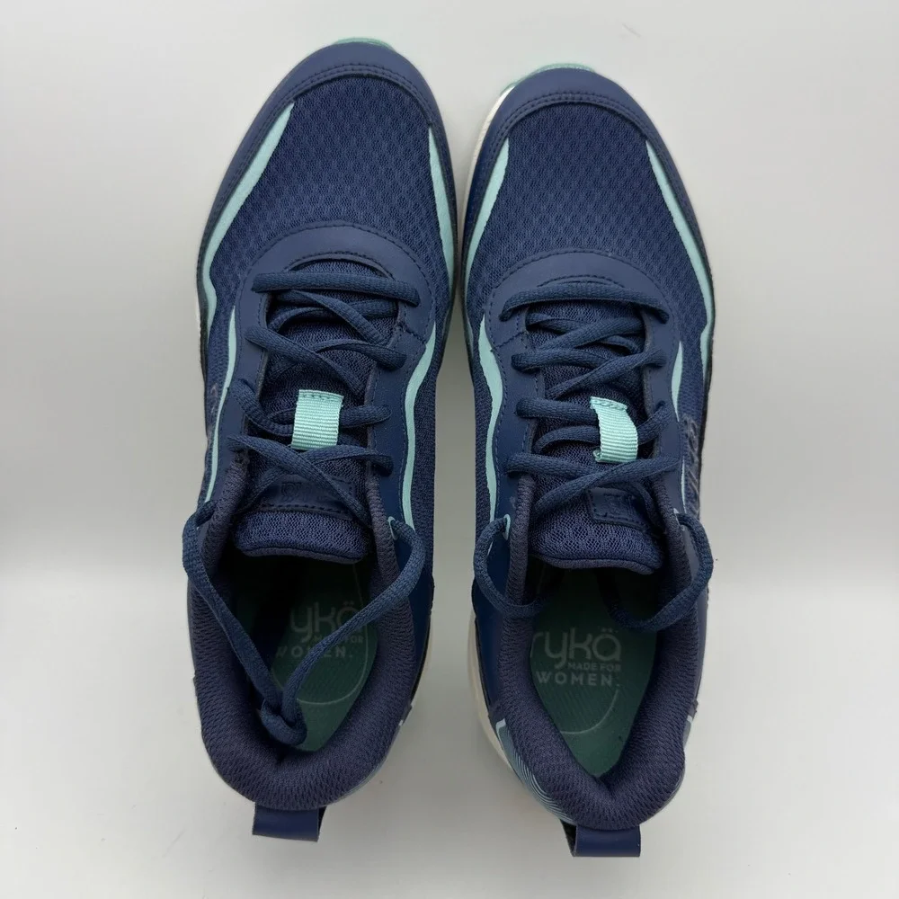 Ryka Sublime Walking Shoes Womens 9M Navy Blue Teal Mesh Leather Sneakers